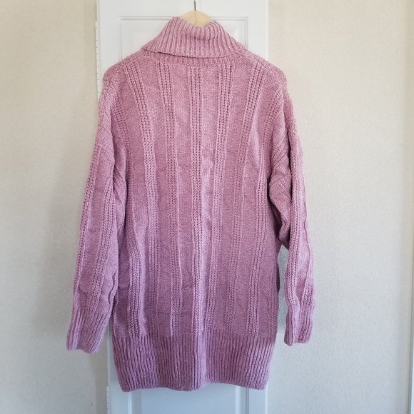NWT Military Hippie Pink Cableknit Turtleneck Sweater size XXL - Picture 5 of 5